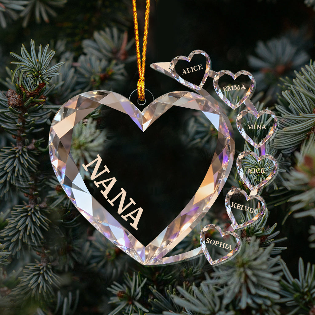 Sparkling Hearts - Personalized Family Transparent Ornament