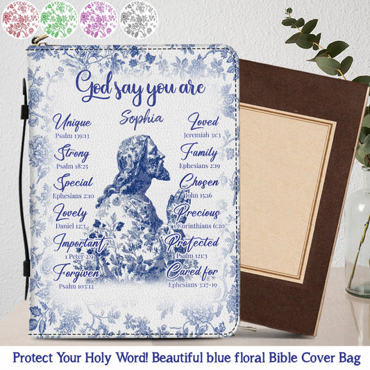 God Say You Are - Personalized Christian Leather Bible Cover Bag