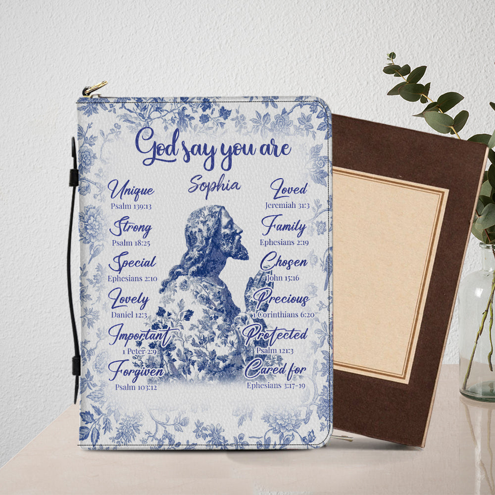 God Say You Are - Personalized Christian Leather Bible Cover Bag