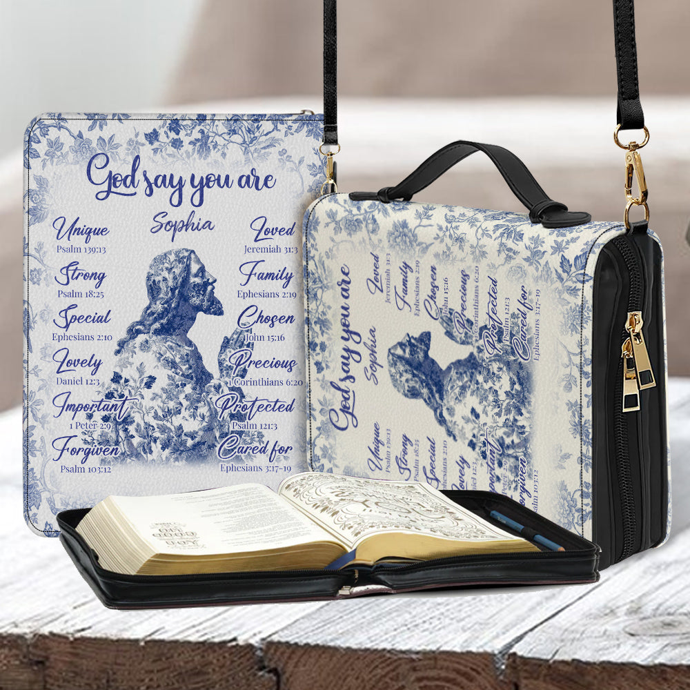 God Say You Are - Personalized Christian Leather Bible Cover Bag