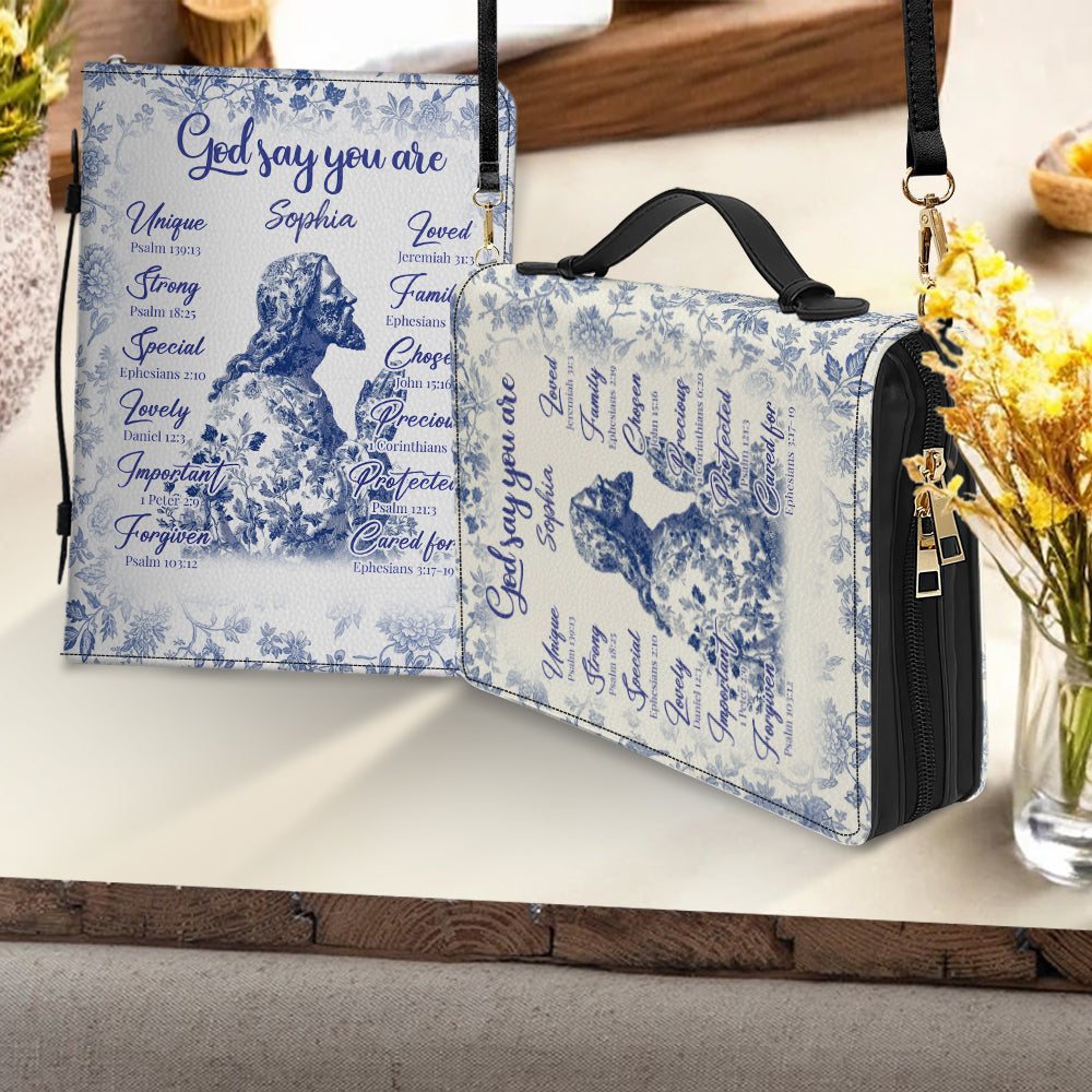 God Say You Are - Personalized Christian Leather Bible Cover Bag