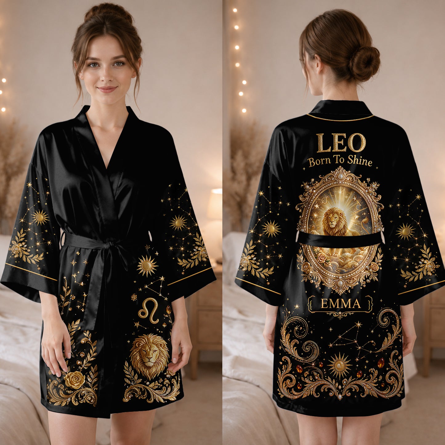 Zodiac Sign Luxury Rope - Personalized Horoscope Satin Robe
