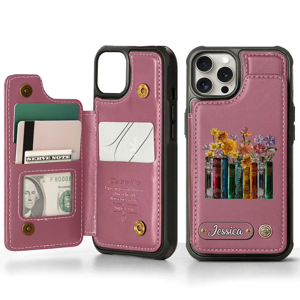 Books And Flowers - Personalized Book Wallet Phone Case