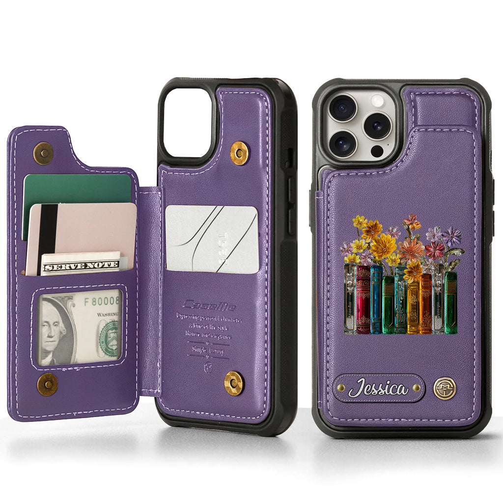 Books And Flowers - Personalized Book Wallet Phone Case