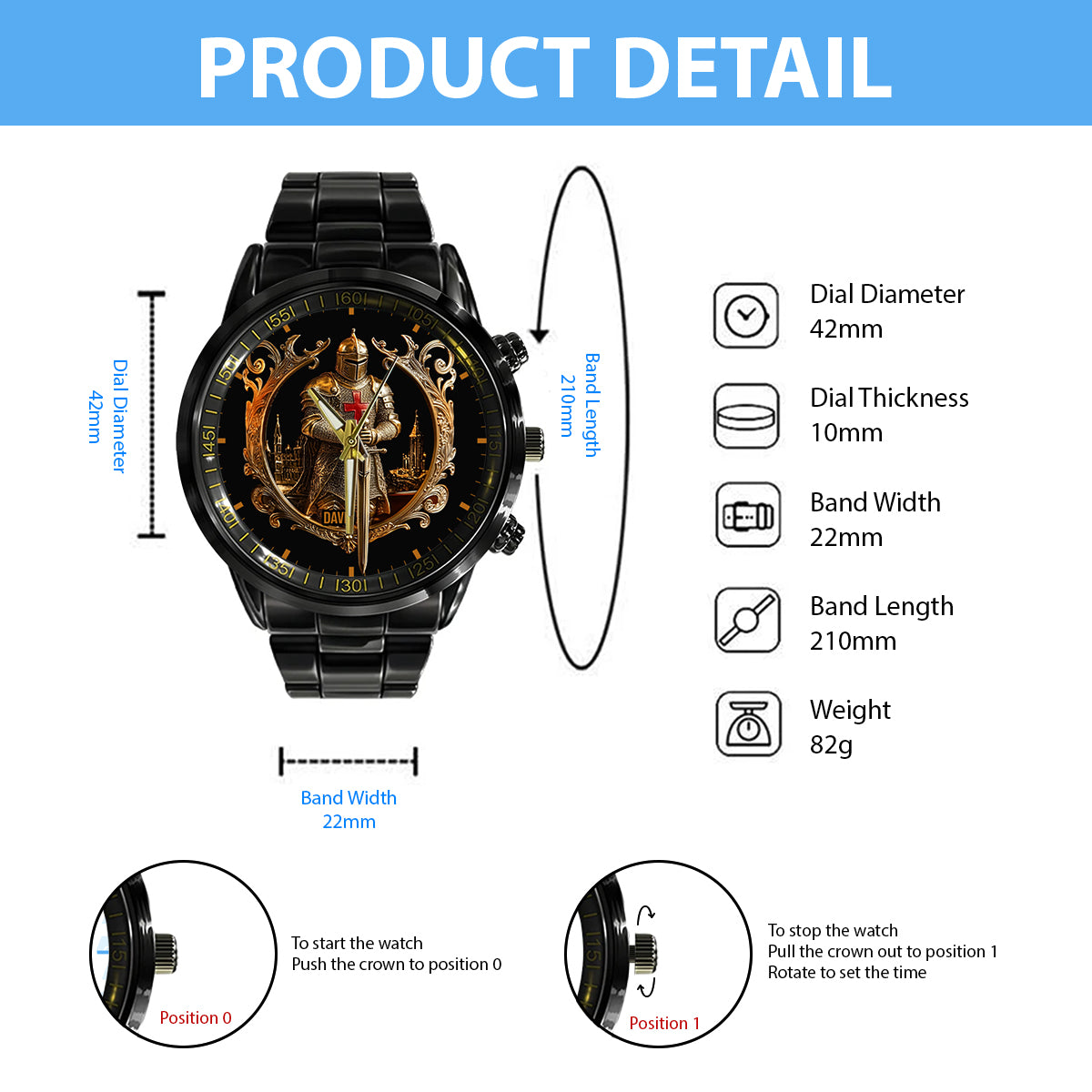 Knight Of God - Personalized Christian Hand Watch