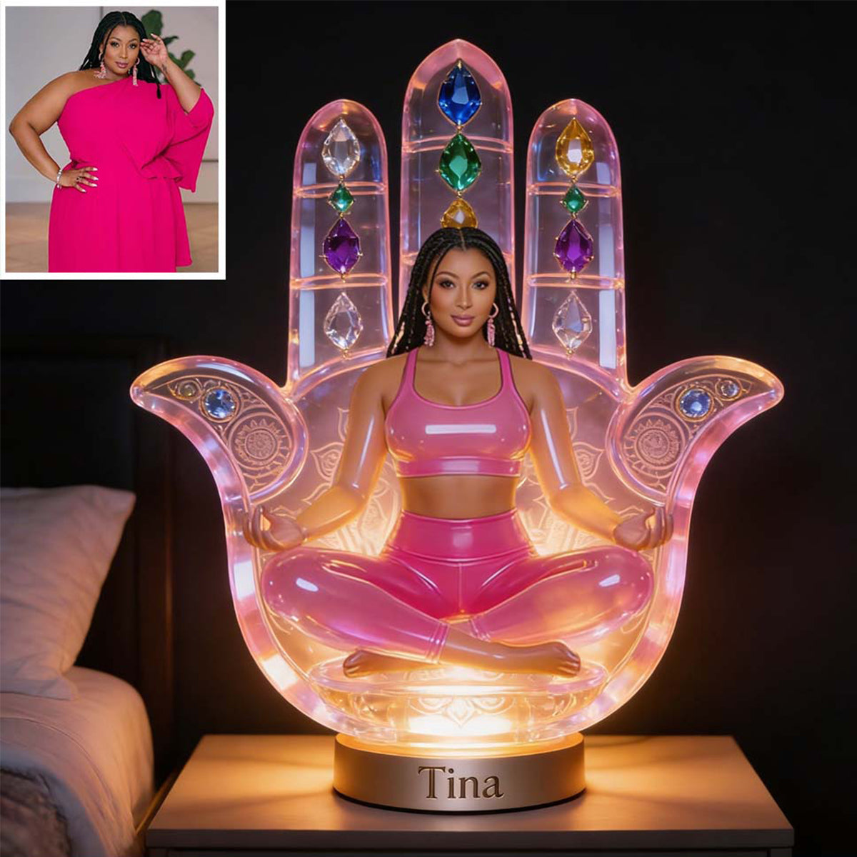 Custom Any Photo Namaste - Personalized Yoga Acrylic LED Night Light