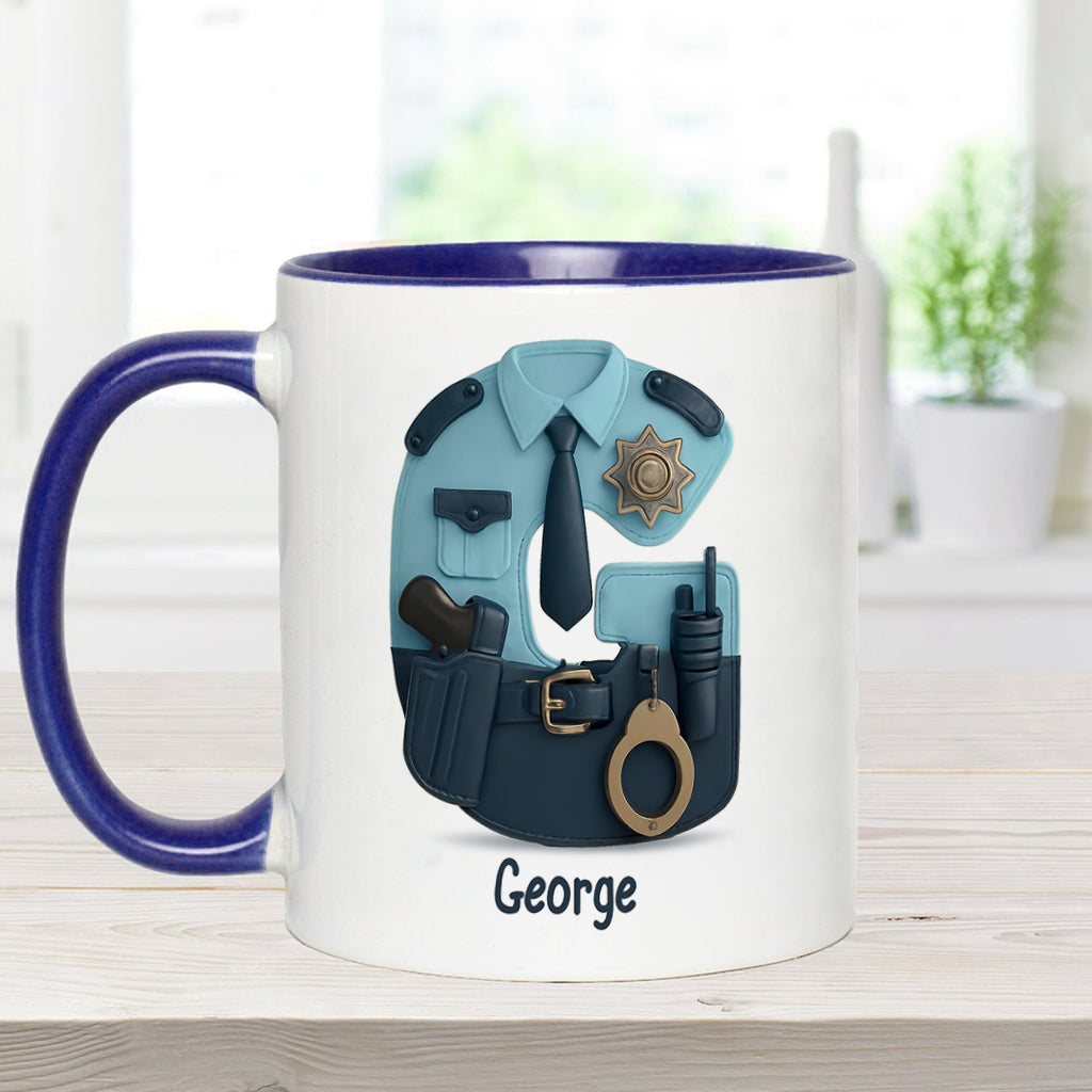 Police Custom Alphabet, Custom Initial - Personalized Police Officer Accent Mug