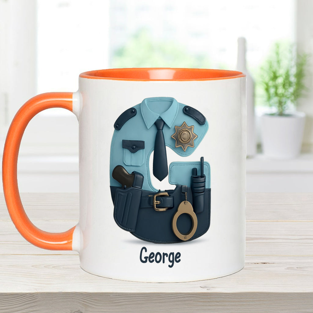 Police Custom Alphabet, Custom Initial - Personalized Police Officer Accent Mug
