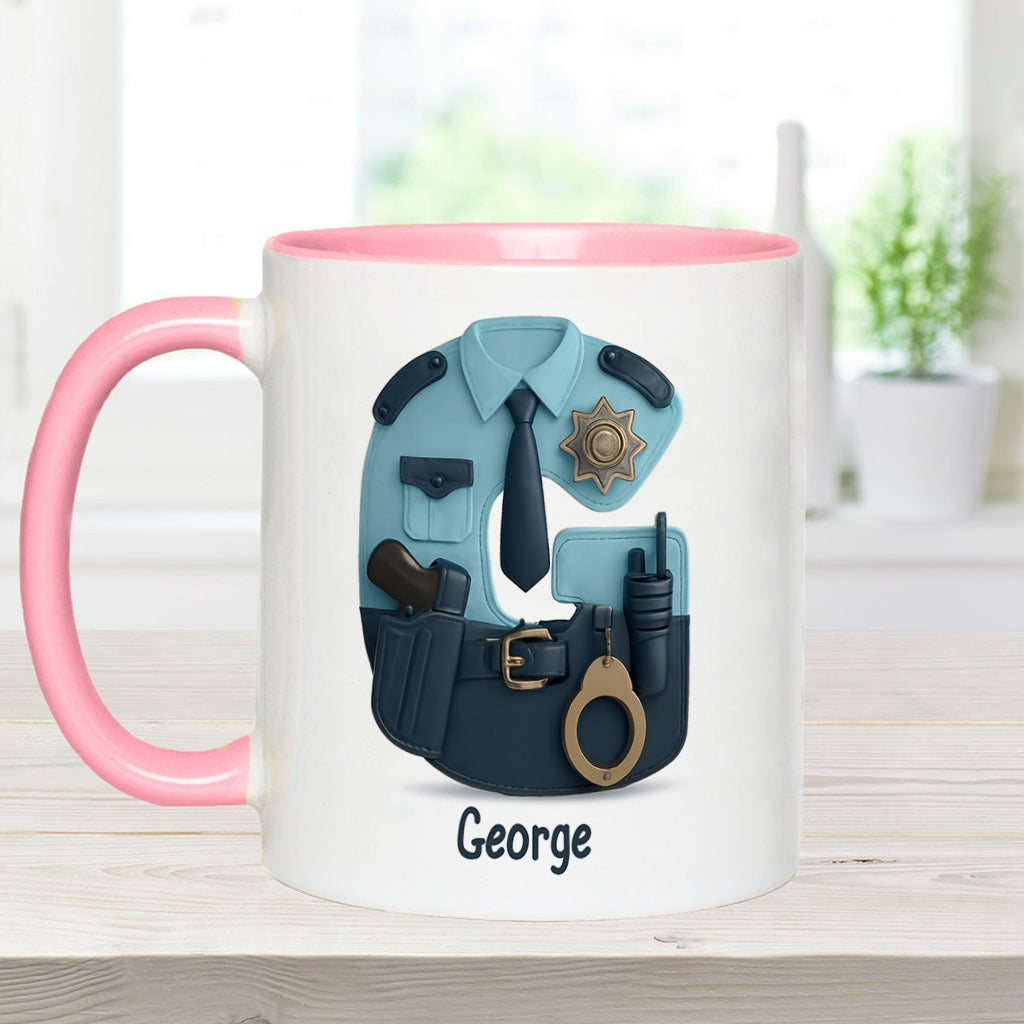 Police Custom Alphabet, Custom Initial - Personalized Police Officer Accent Mug