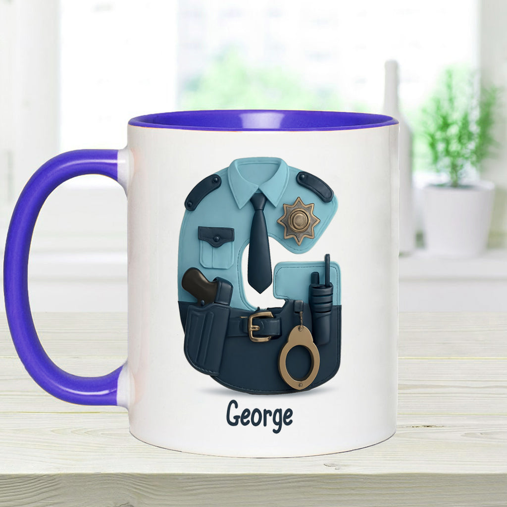 Police Custom Alphabet, Custom Initial - Personalized Police Officer Accent Mug