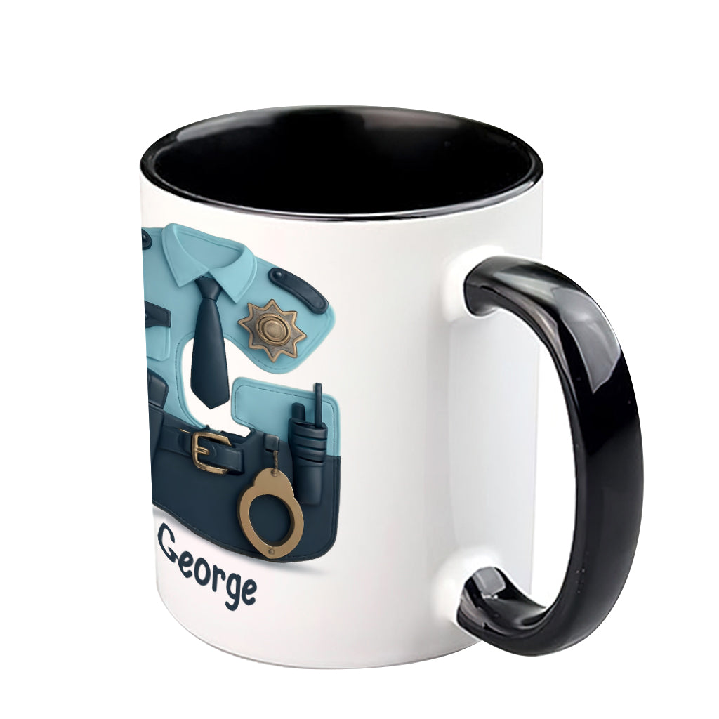 Police Custom Alphabet, Custom Initial - Personalized Police Officer Accent Mug