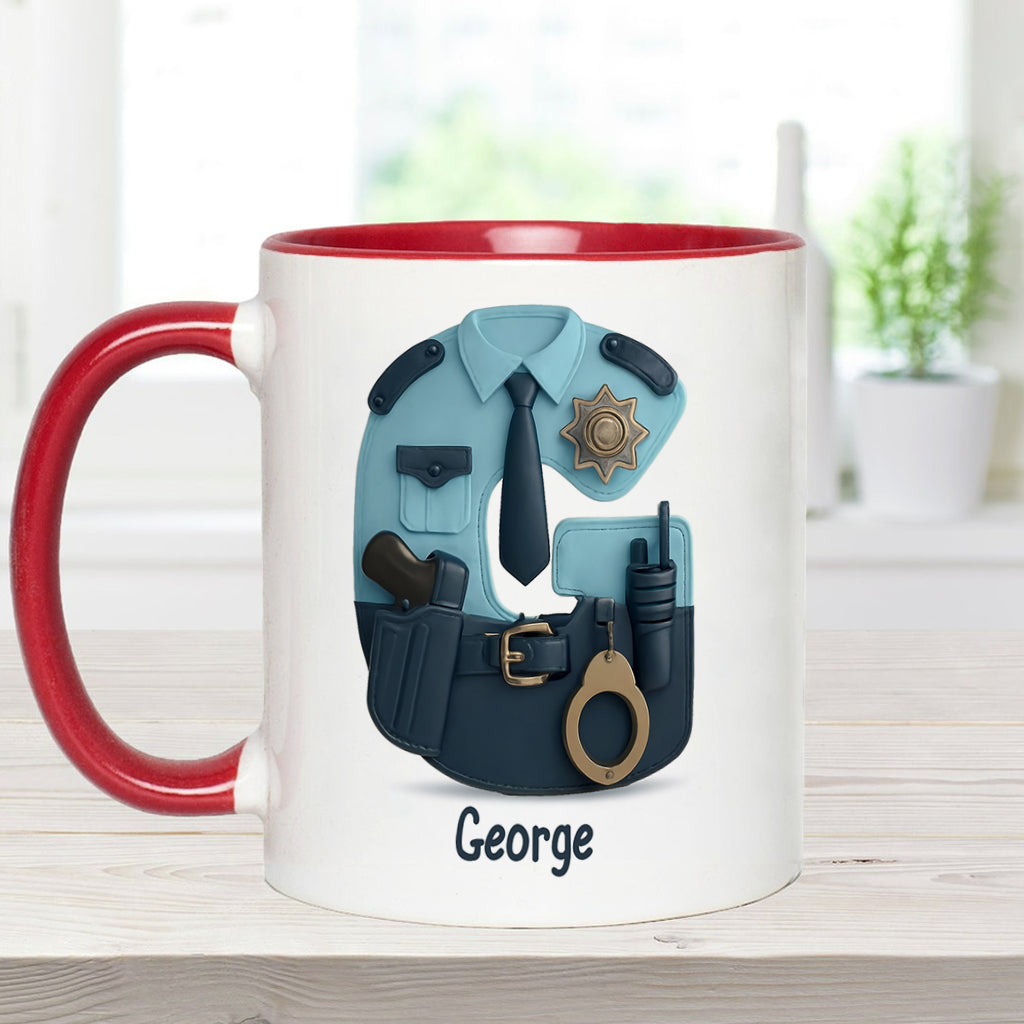 Police Custom Alphabet, Custom Initial - Personalized Police Officer Accent Mug