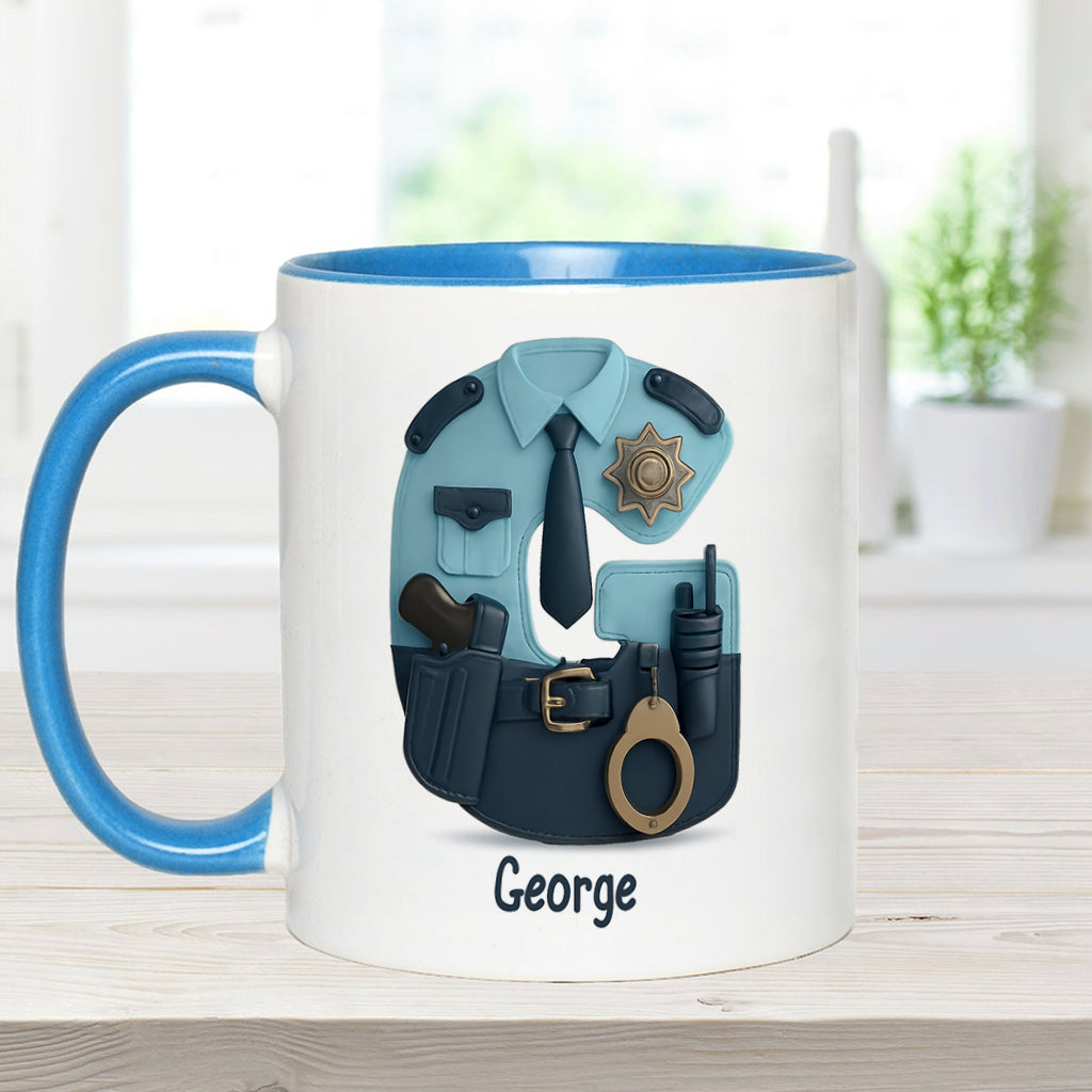 Police Custom Alphabet, Custom Initial - Personalized Police Officer Accent Mug