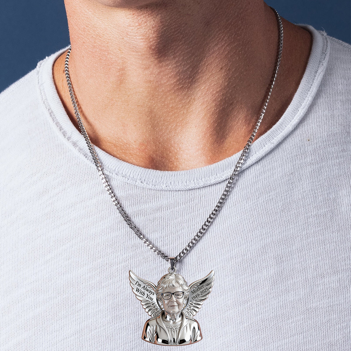 I'm Always With You - Personalized Memorial Shaped Metal Pendant Necklace