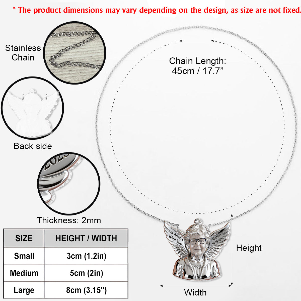 I'm Always With You - Personalized Memorial Shaped Metal Pendant Necklace