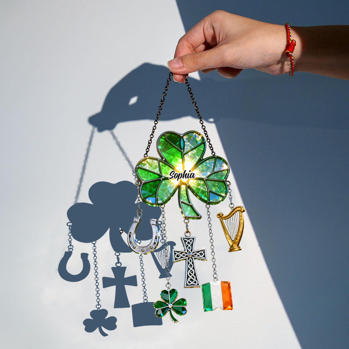 Lucky St. Patrick's Day - Personalized Irish Window Hanging Suncatcher With Custom Charms