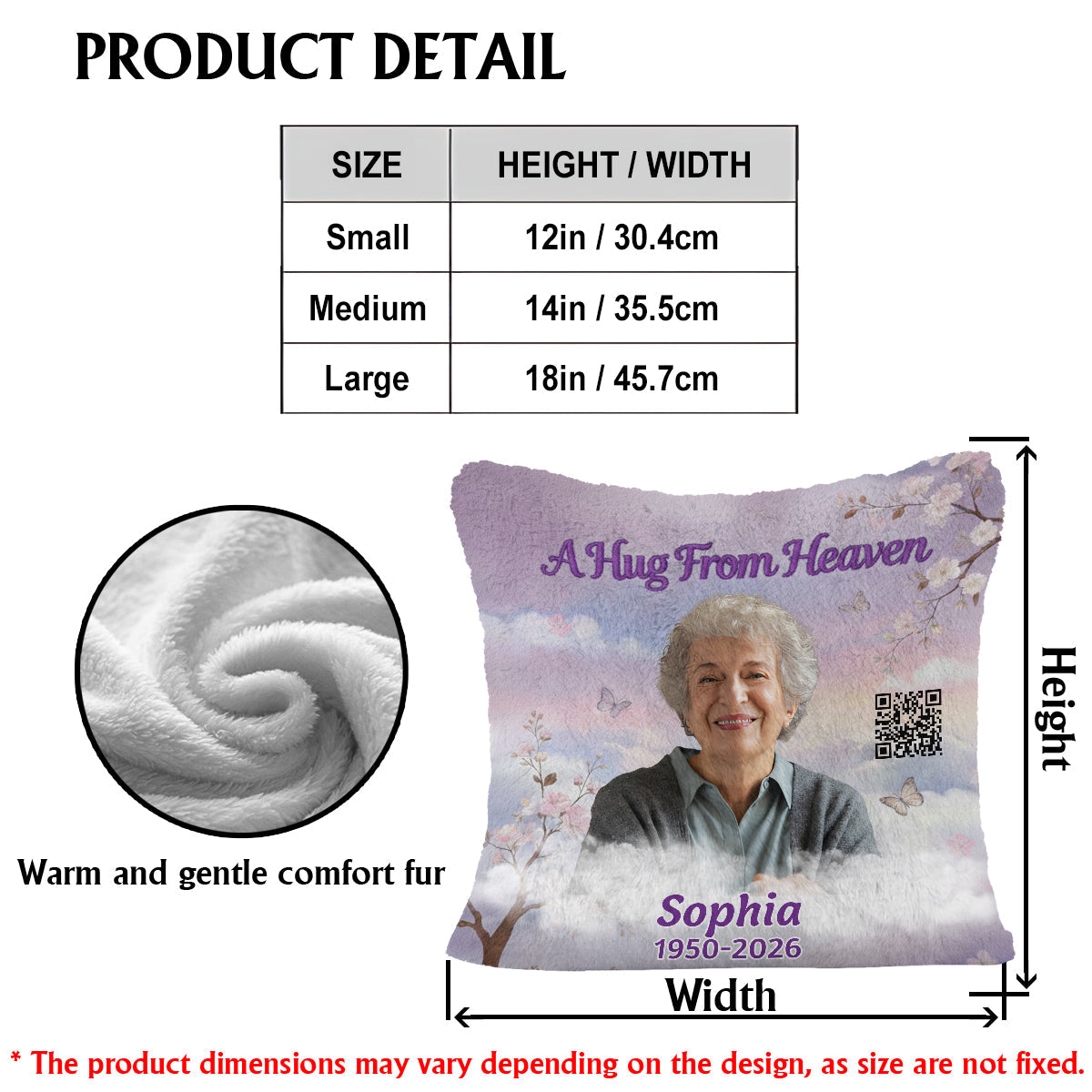 A Hug From Heaven - Personalized Memorial Faux Fur Square Pillow