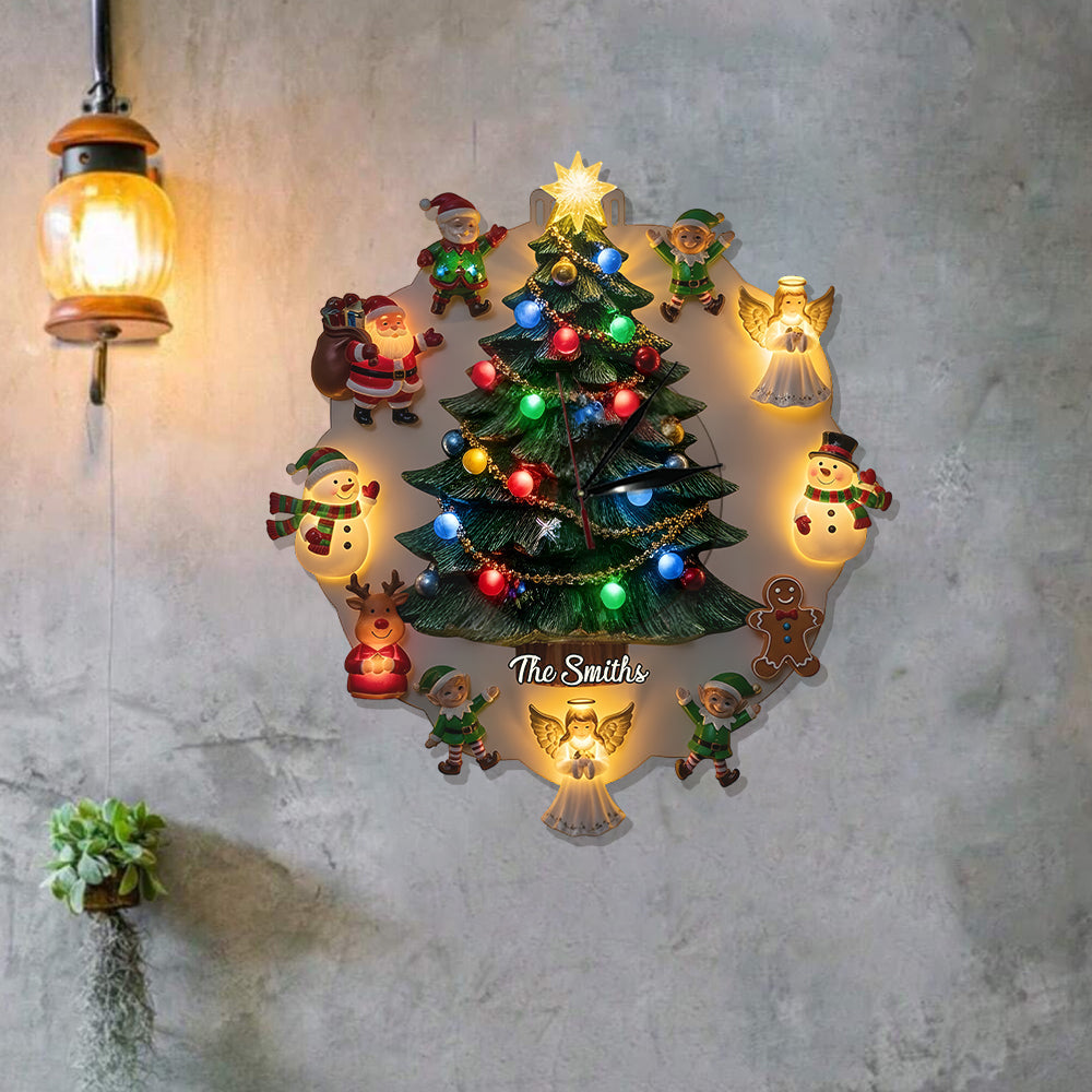 Christmas Theme - Personalized Family LED Light Wall Clock