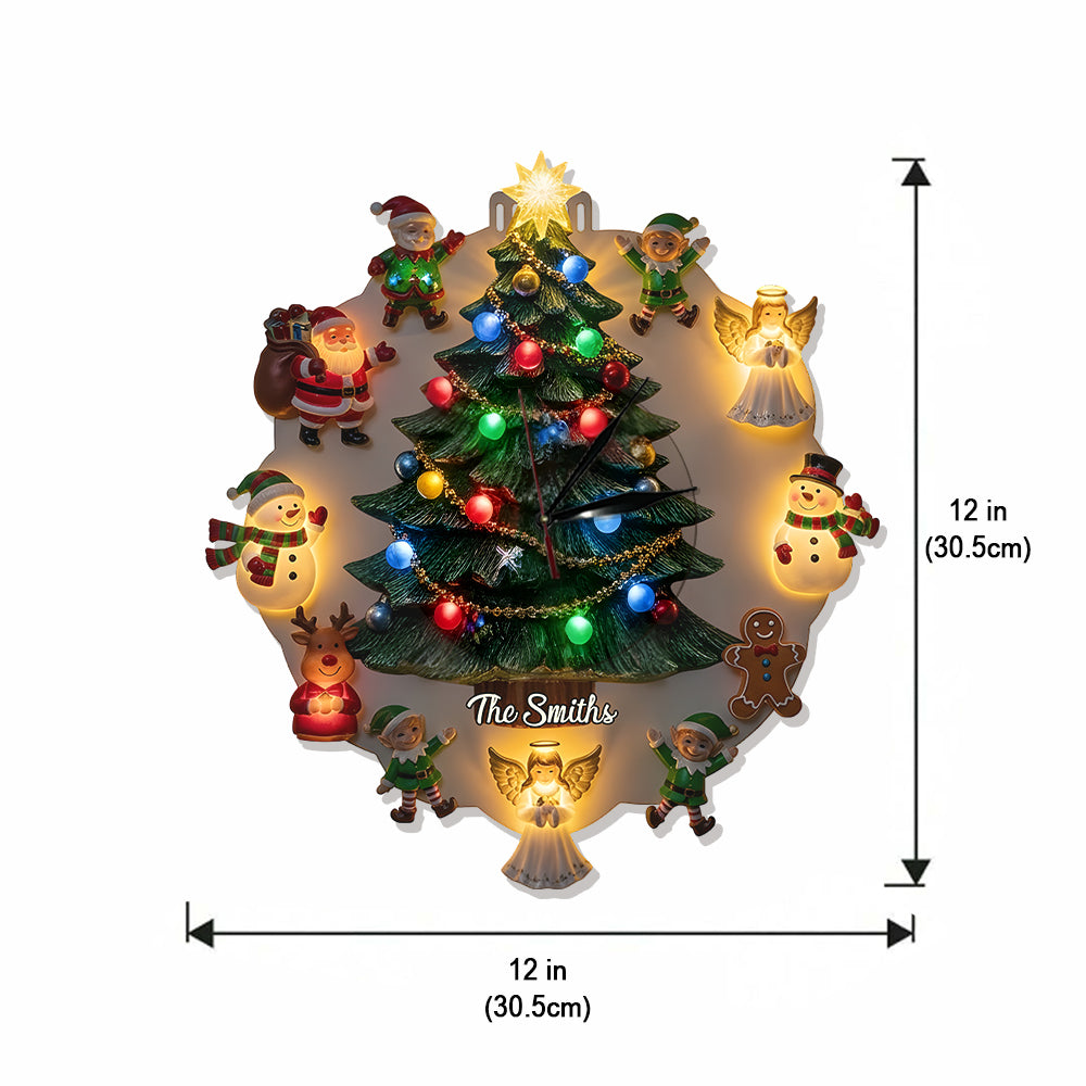 Christmas Theme - Personalized Family LED Light Wall Clock