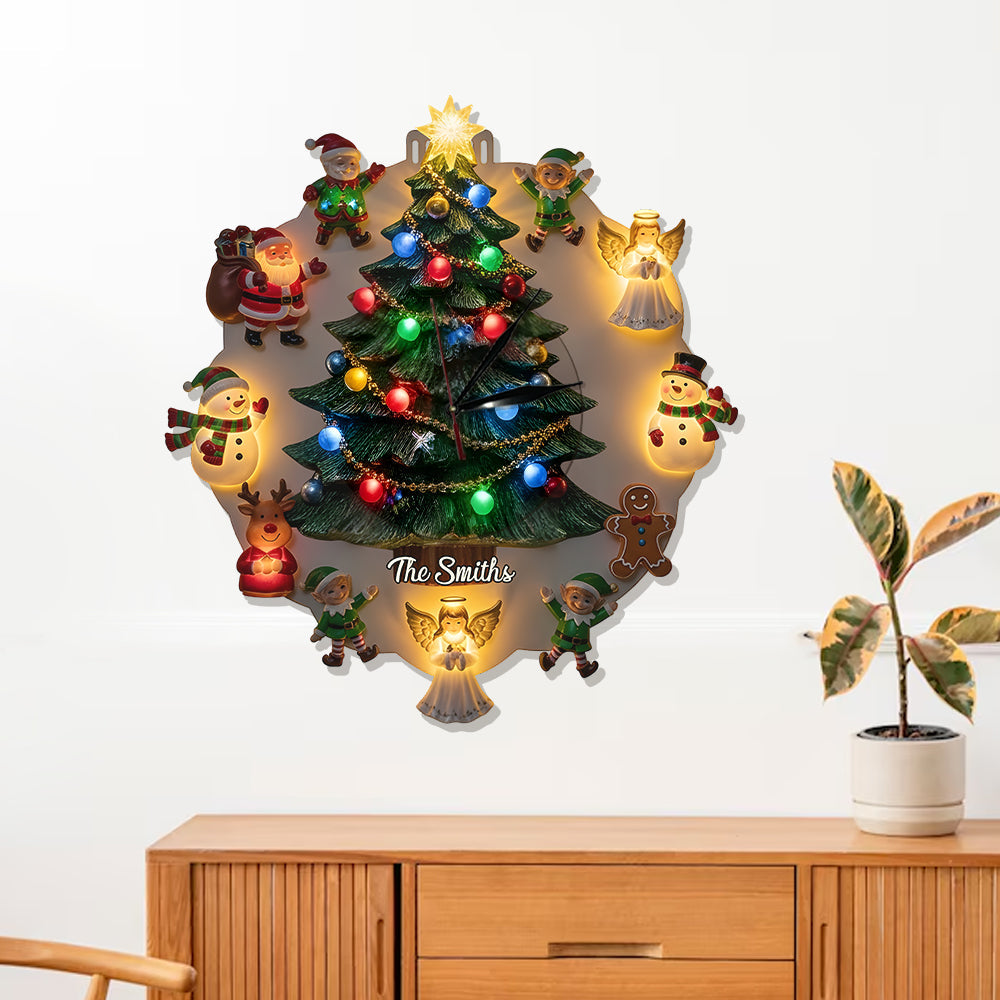 Christmas Theme - Personalized Family LED Light Wall Clock