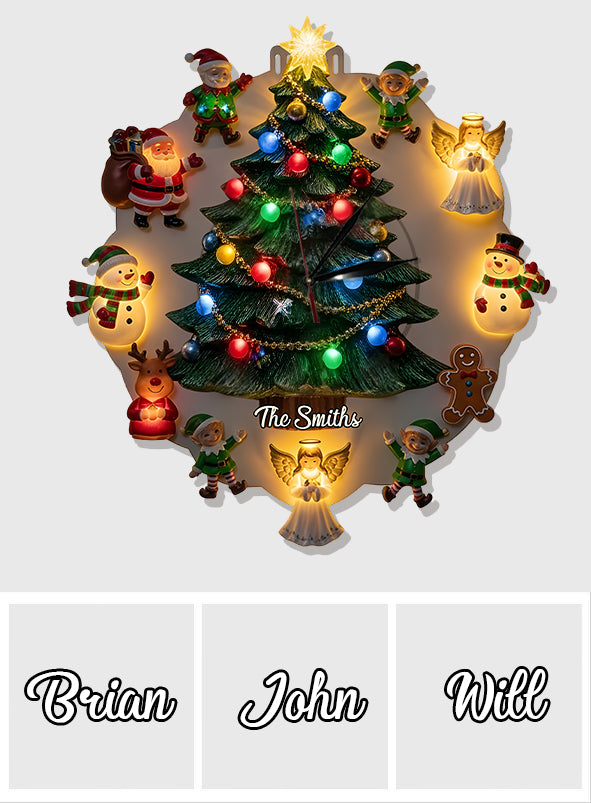 Christmas Theme - Personalized Family LED Light Wall Clock
