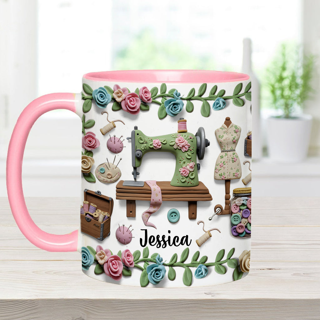 Just A Girl Who Loves Sewing - Personalized Sewing Accent Mug