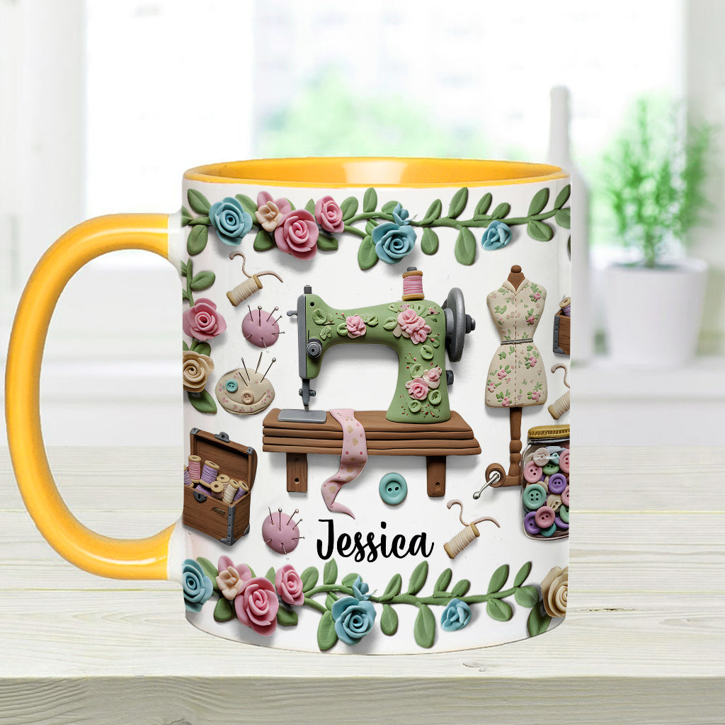 Just A Girl Who Loves Sewing - Personalized Sewing Accent Mug