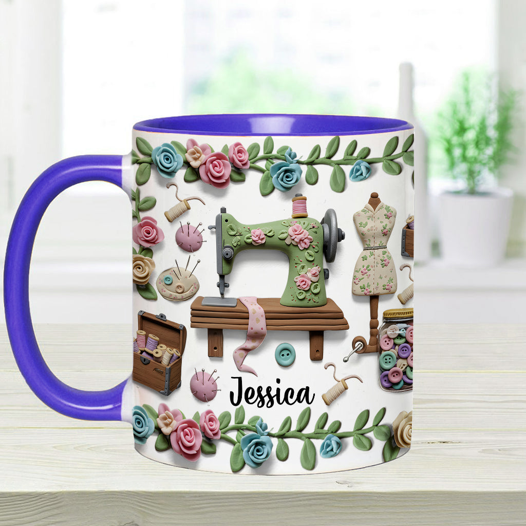 Just A Girl Who Loves Sewing - Personalized Sewing Accent Mug