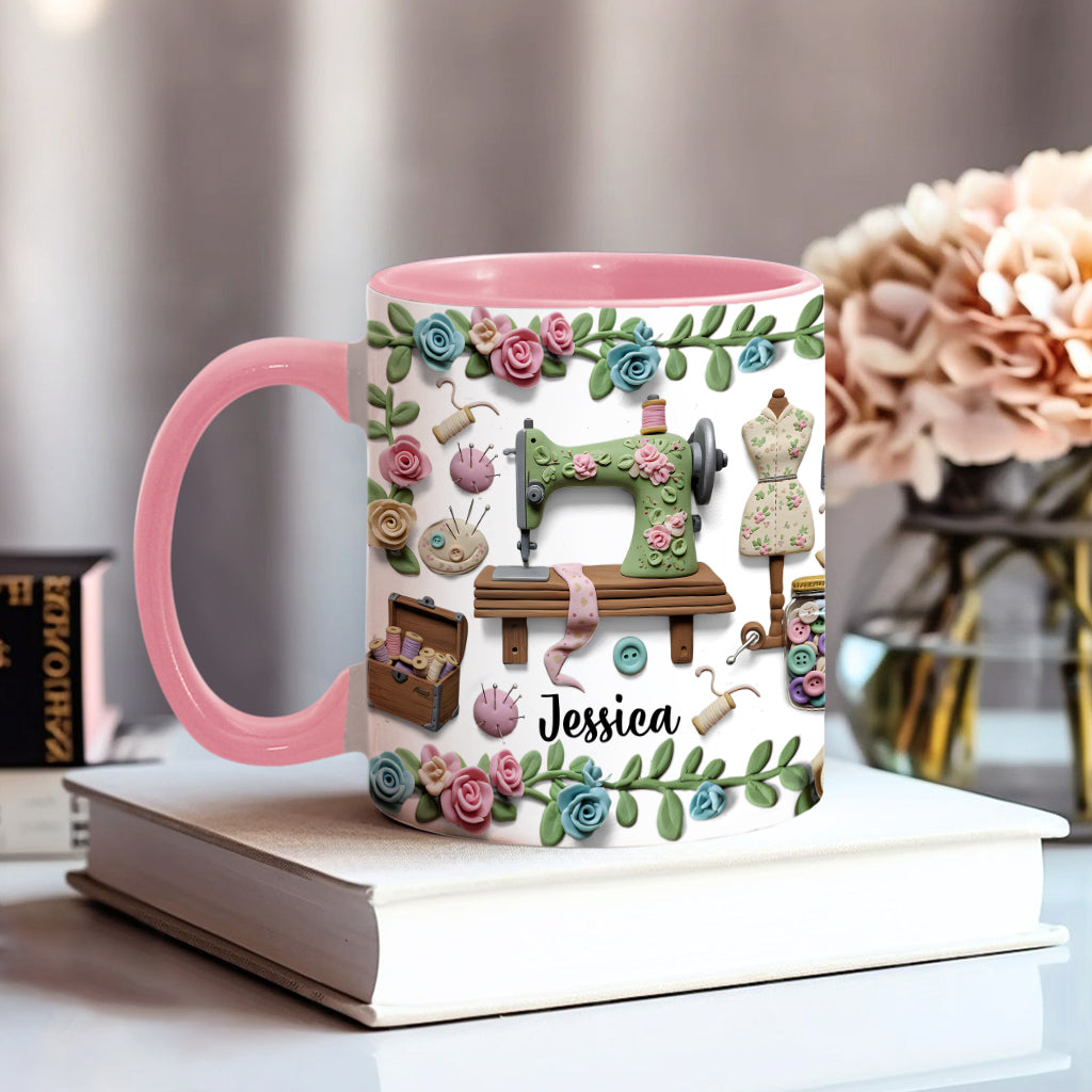 Just A Girl Who Loves Sewing - Personalized Sewing Accent Mug
