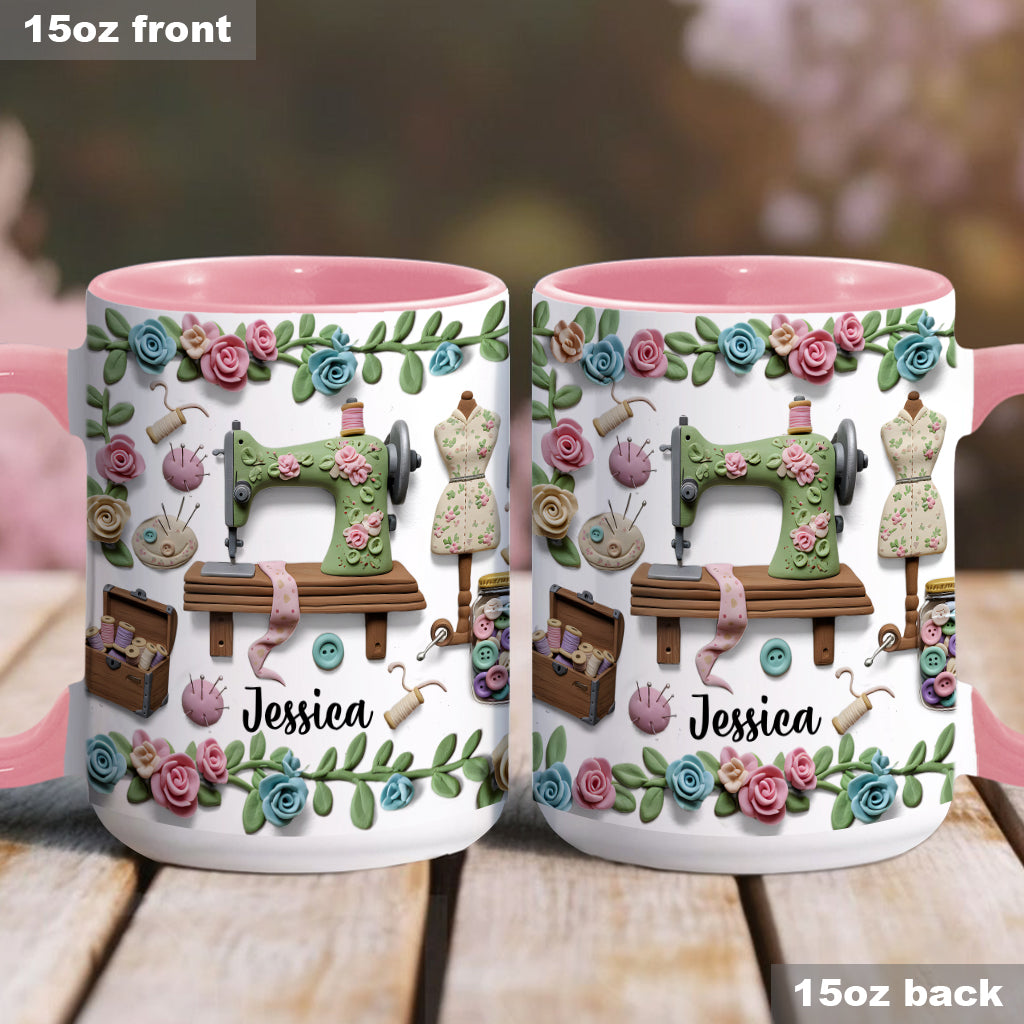 Just A Girl Who Loves Sewing - Personalized Sewing Accent Mug