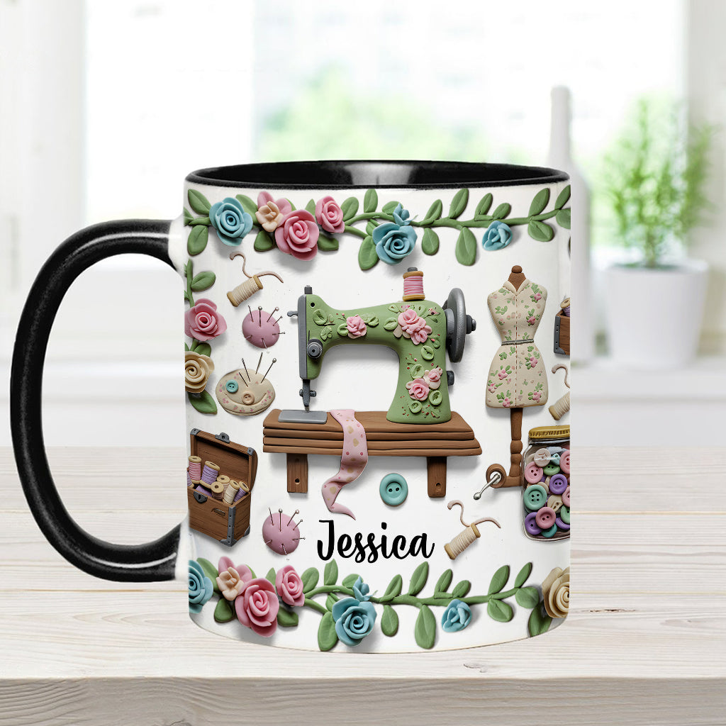Just A Girl Who Loves Sewing - Personalized Sewing Accent Mug