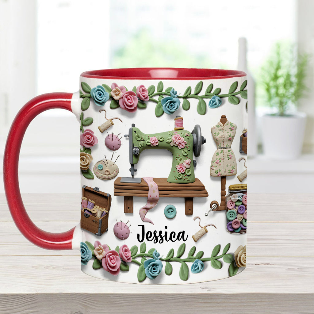 Just A Girl Who Loves Sewing - Personalized Sewing Accent Mug