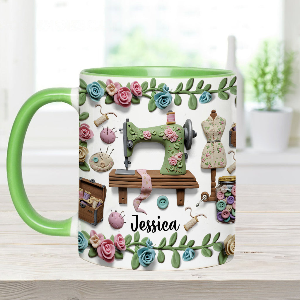 Just A Girl Who Loves Sewing - Personalized Sewing Accent Mug