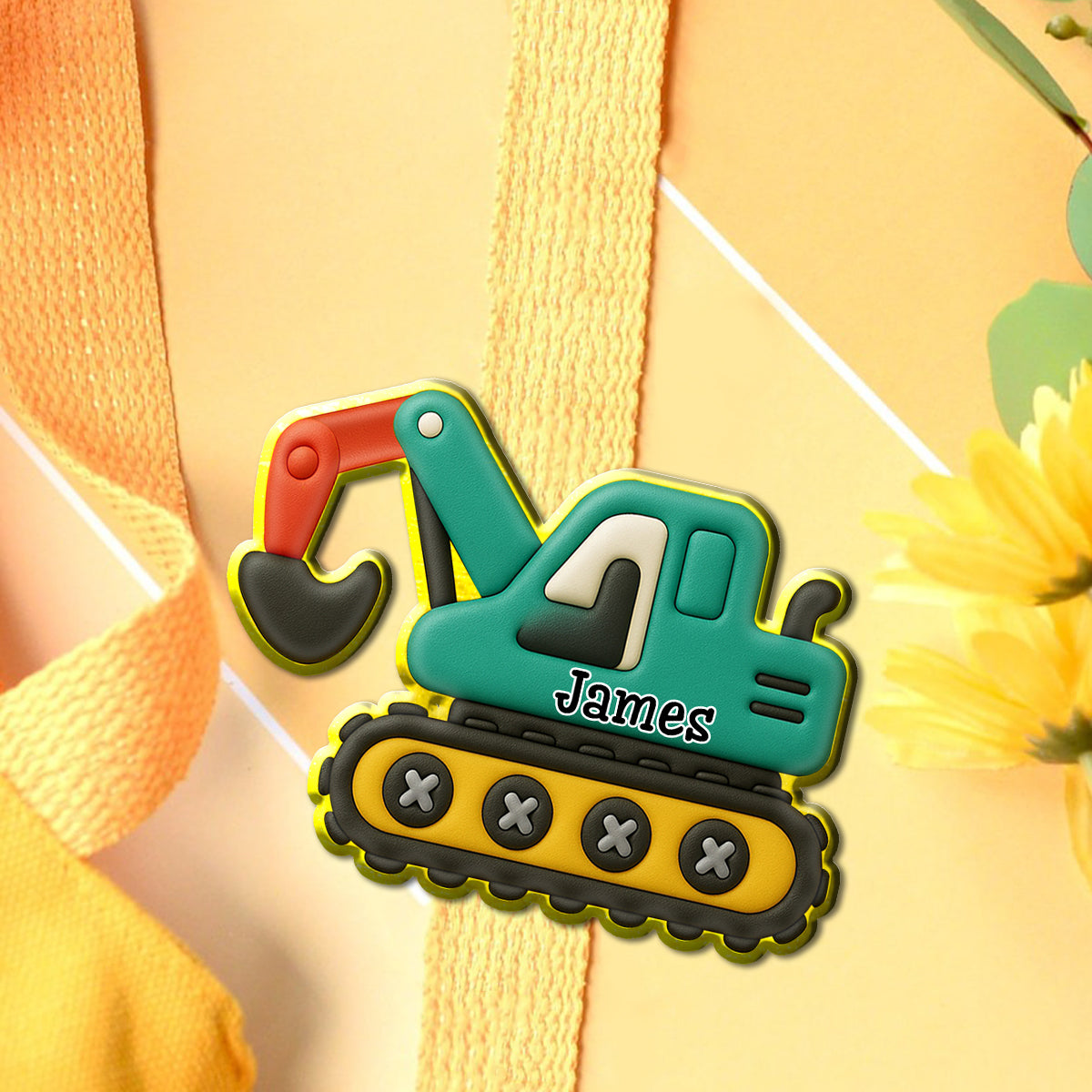 Cute Excavator - Personalized Kid Pin