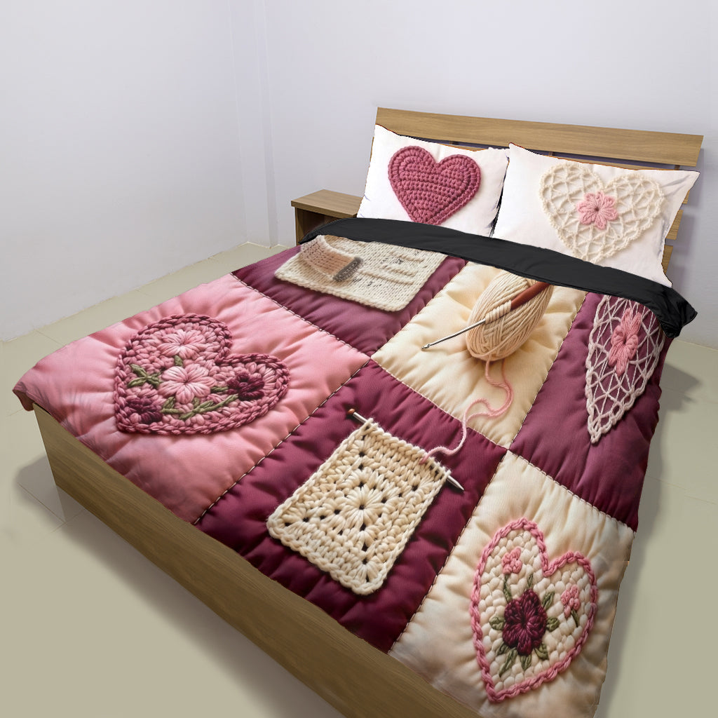 Crochet Heart - Personalized Crocheting Bedding Set