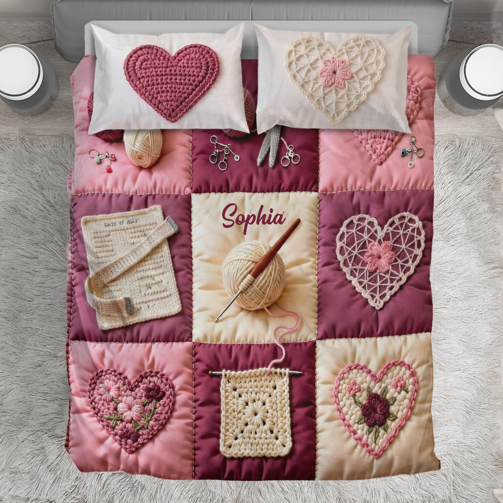 Crochet Heart - Personalized Crocheting Bedding Set