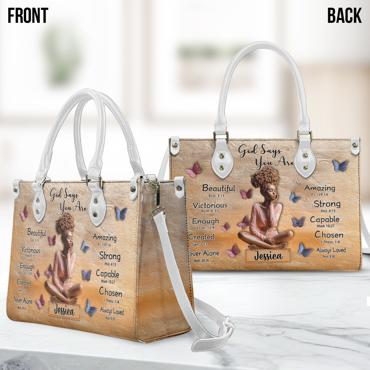 God Says You Are - Personalized African American Leather Handbag