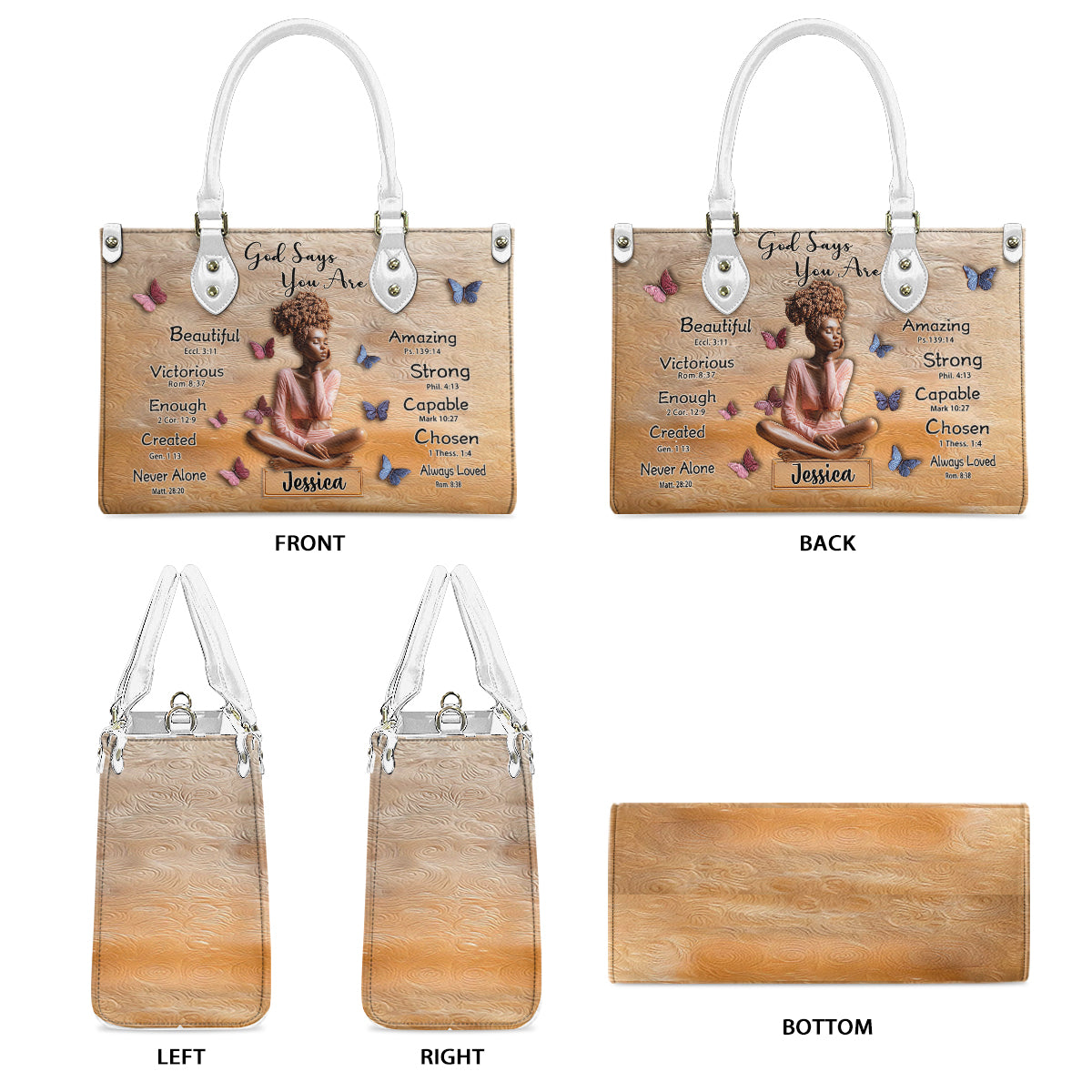 God Says You Are - Personalized African American Leather Handbag