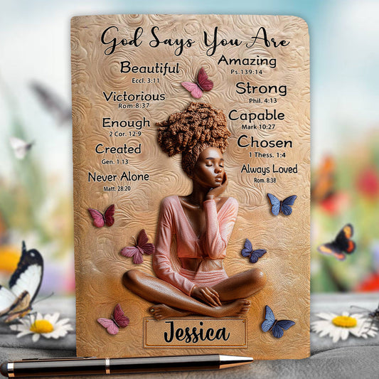 God Says You Are - Personalized African American Leather Journal