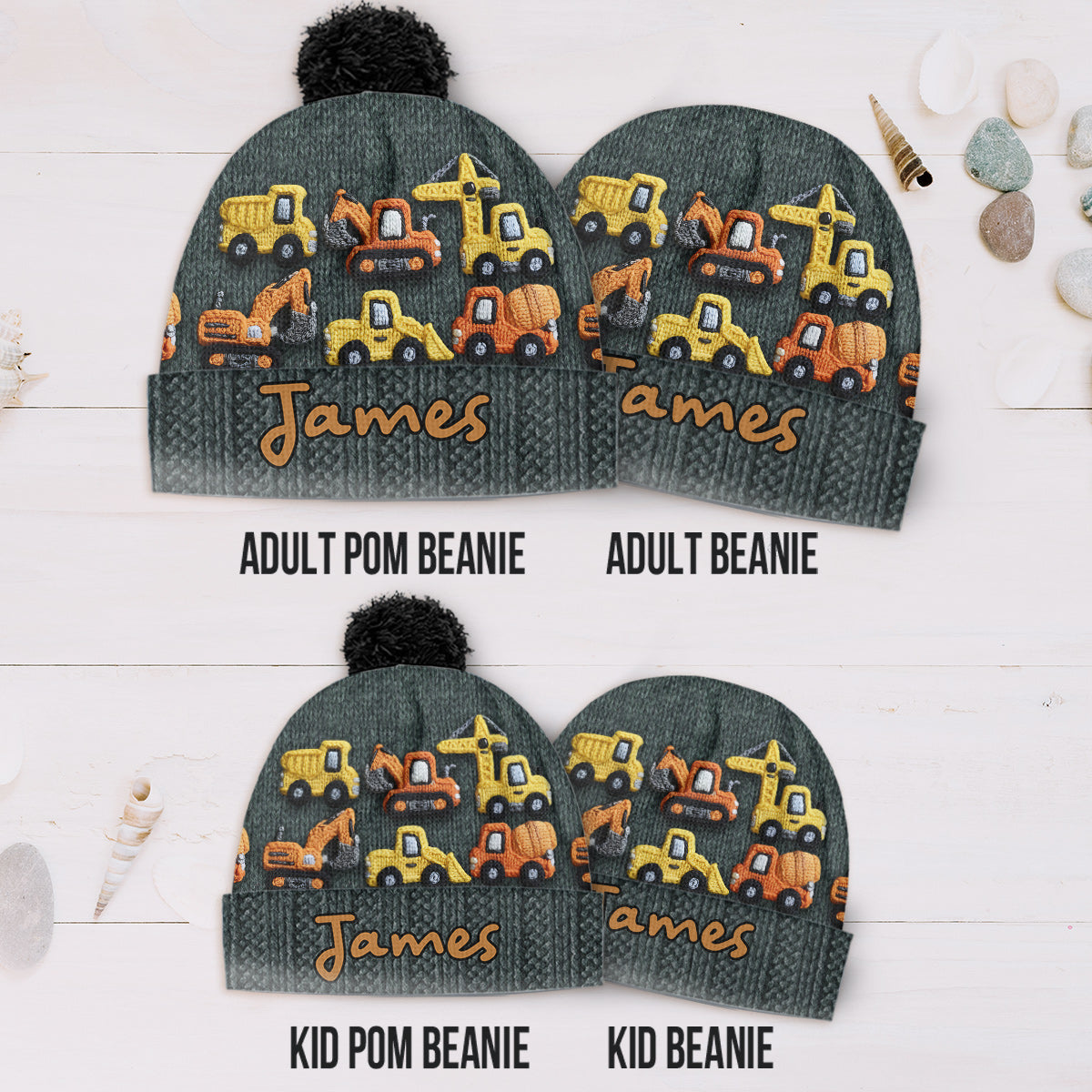 Construction Machines - Personalized Kid Beanie Hat
