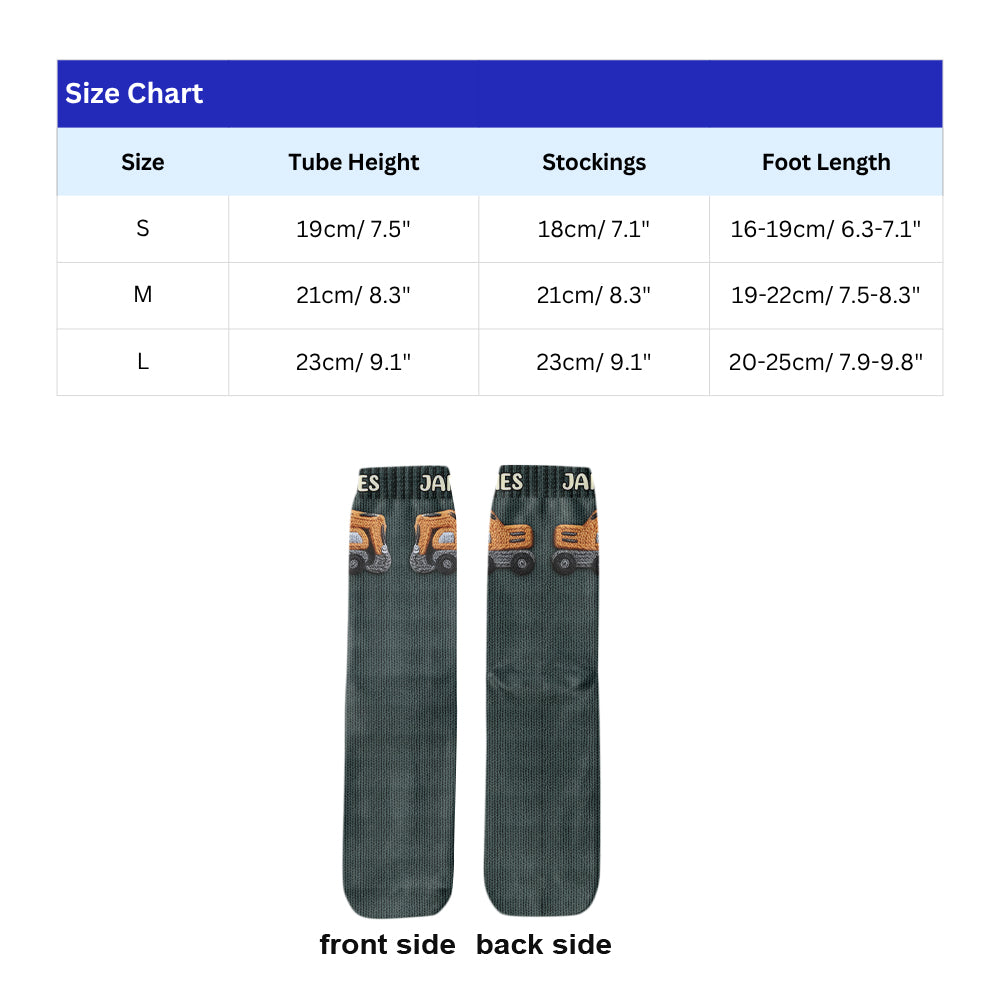Construction Machines - Personalized Kid Socks
