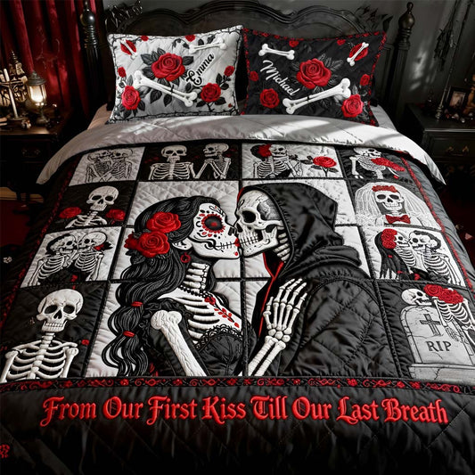 From Our First Kiss Till Our Last Breath - Personalized Couple Quilt Set