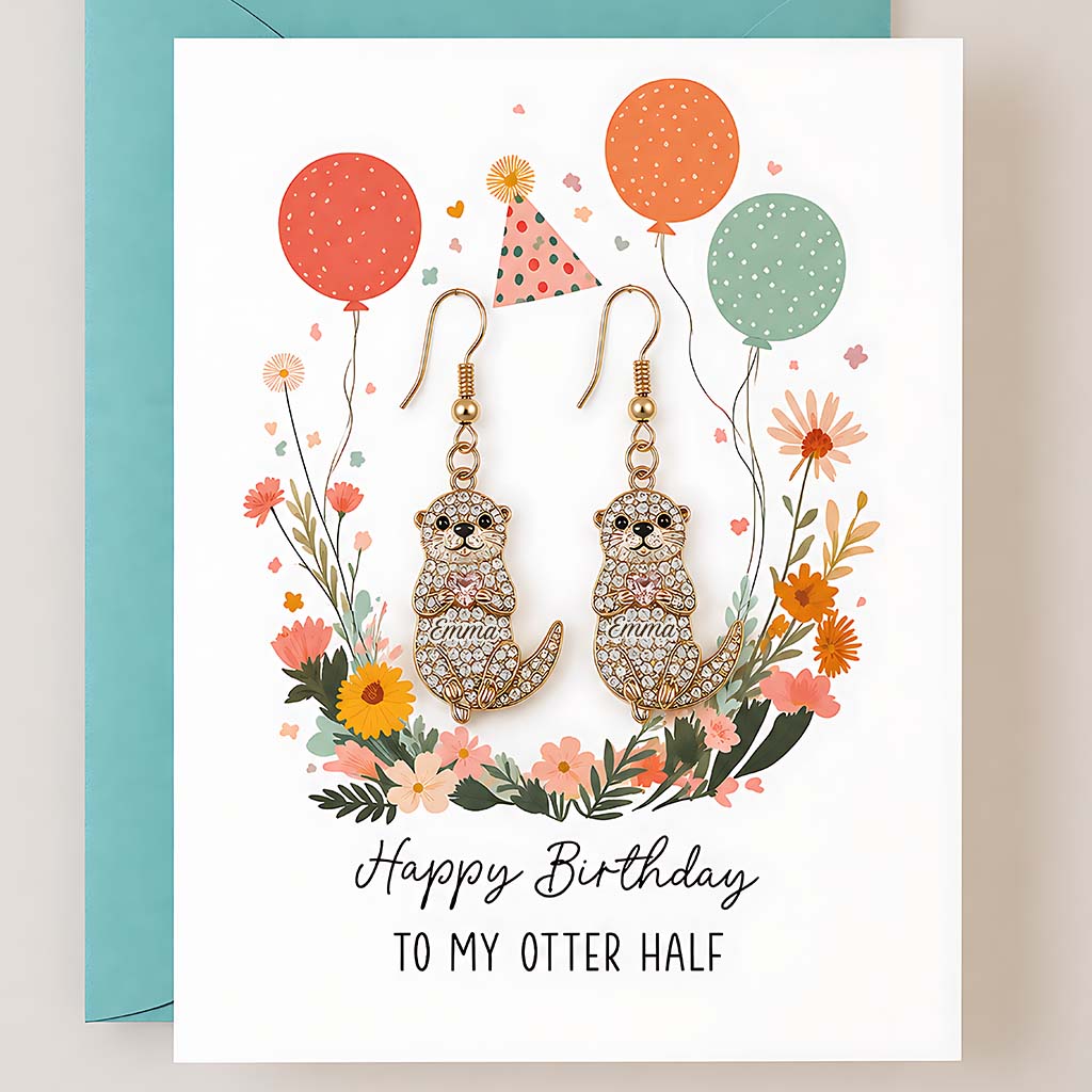 Happy Birthday - Personalized Birthday Earrings With Card
