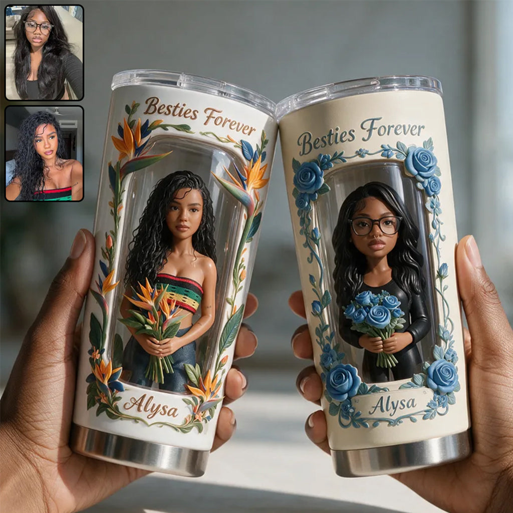 Gift For Her, Custom From Any Photo, Any Flower - Personalized Self Love Tumbler