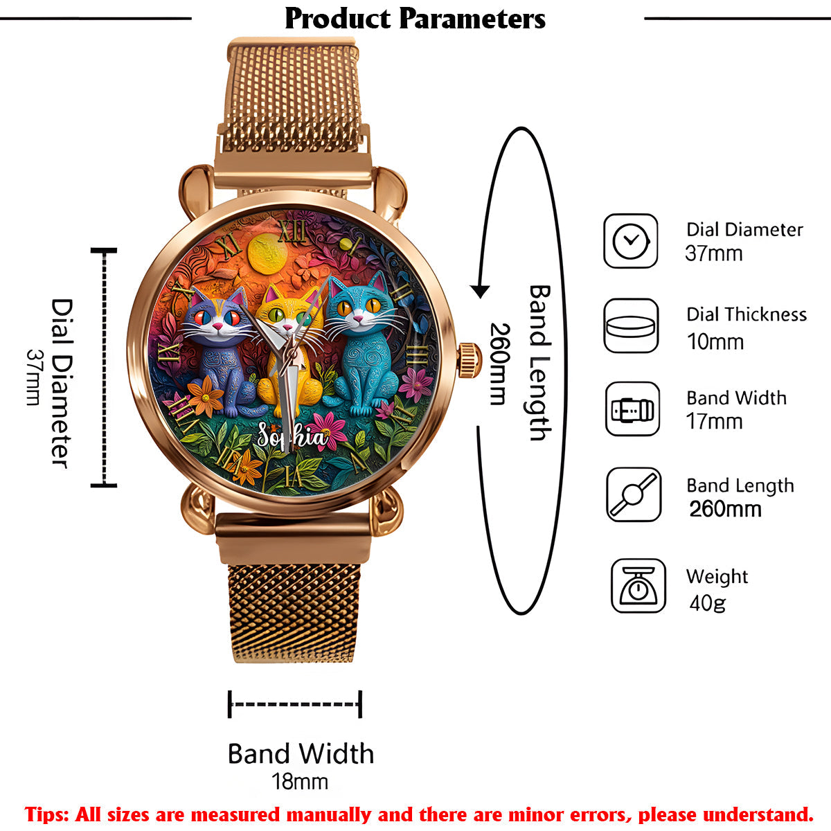 Bohemian Cat - Personalized Cat Women Hand Watch