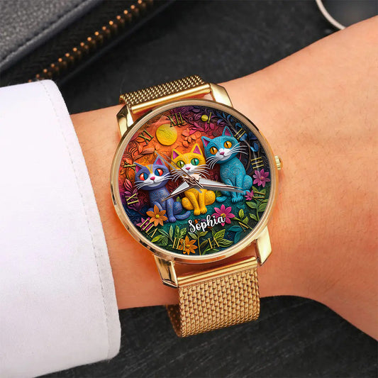 Bohemian Cat - Personalized Cat Women Hand Watch