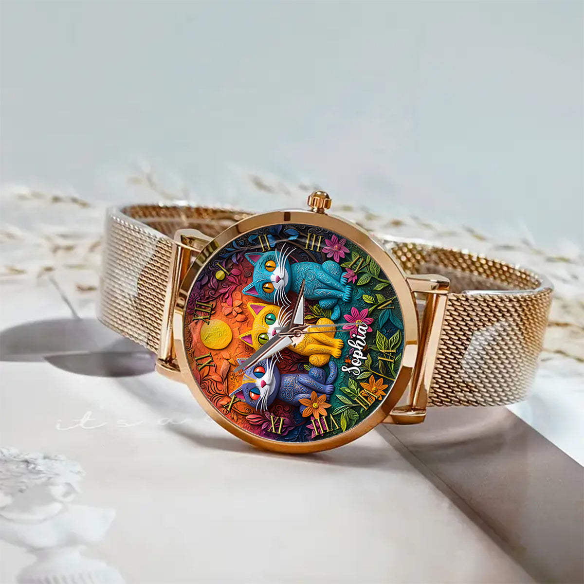Bohemian Cat - Personalized Cat Women Hand Watch