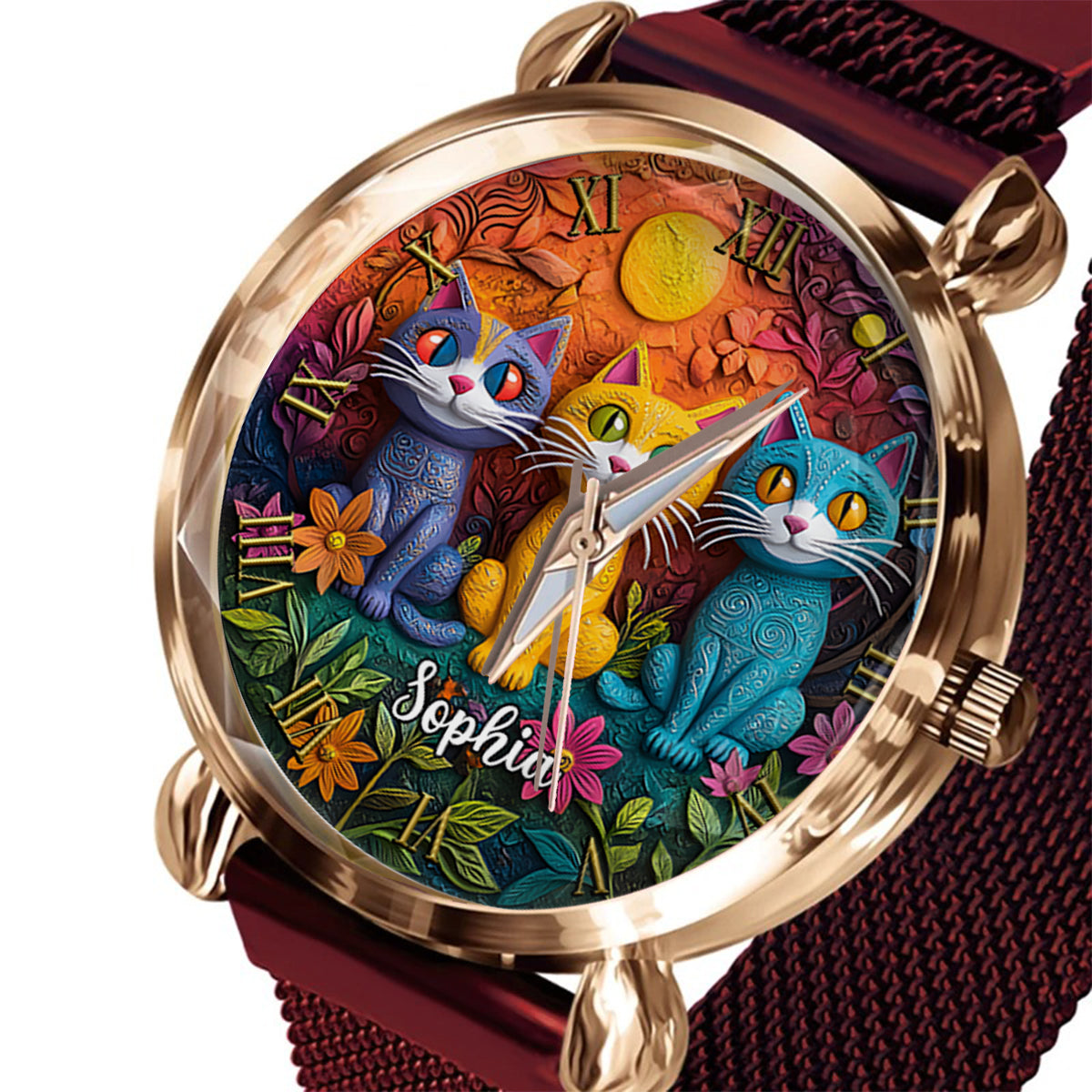 Bohemian Cat - Personalized Cat Women Hand Watch
