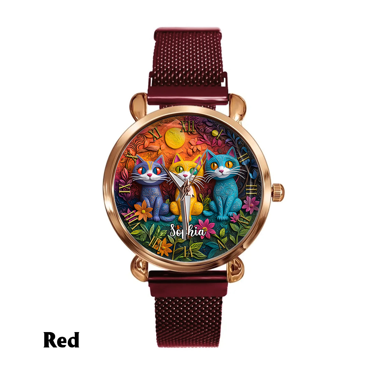 Bohemian Cat - Personalized Cat Women Hand Watch