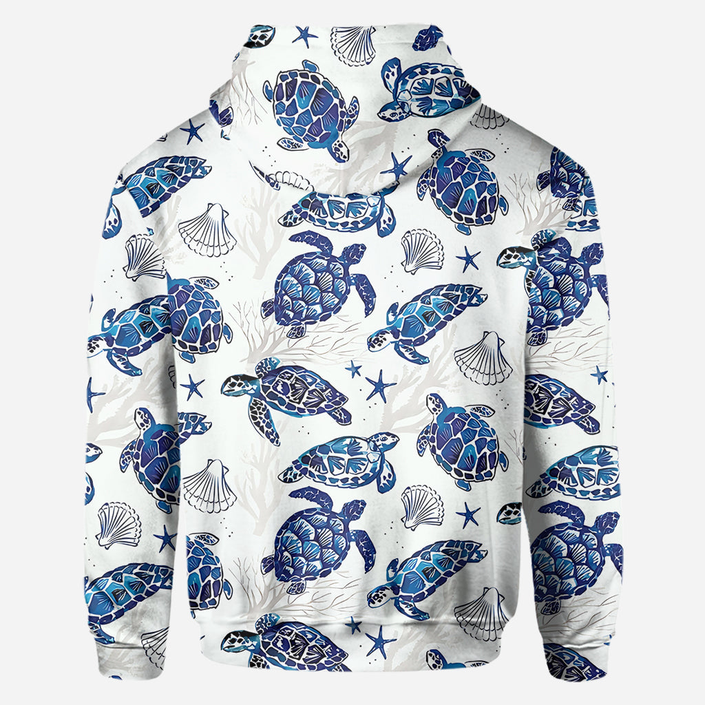 Toile De Jouy Patterm, Blue Dolphin, Turtle,... - Personalized Sea Lover All Over Shirt